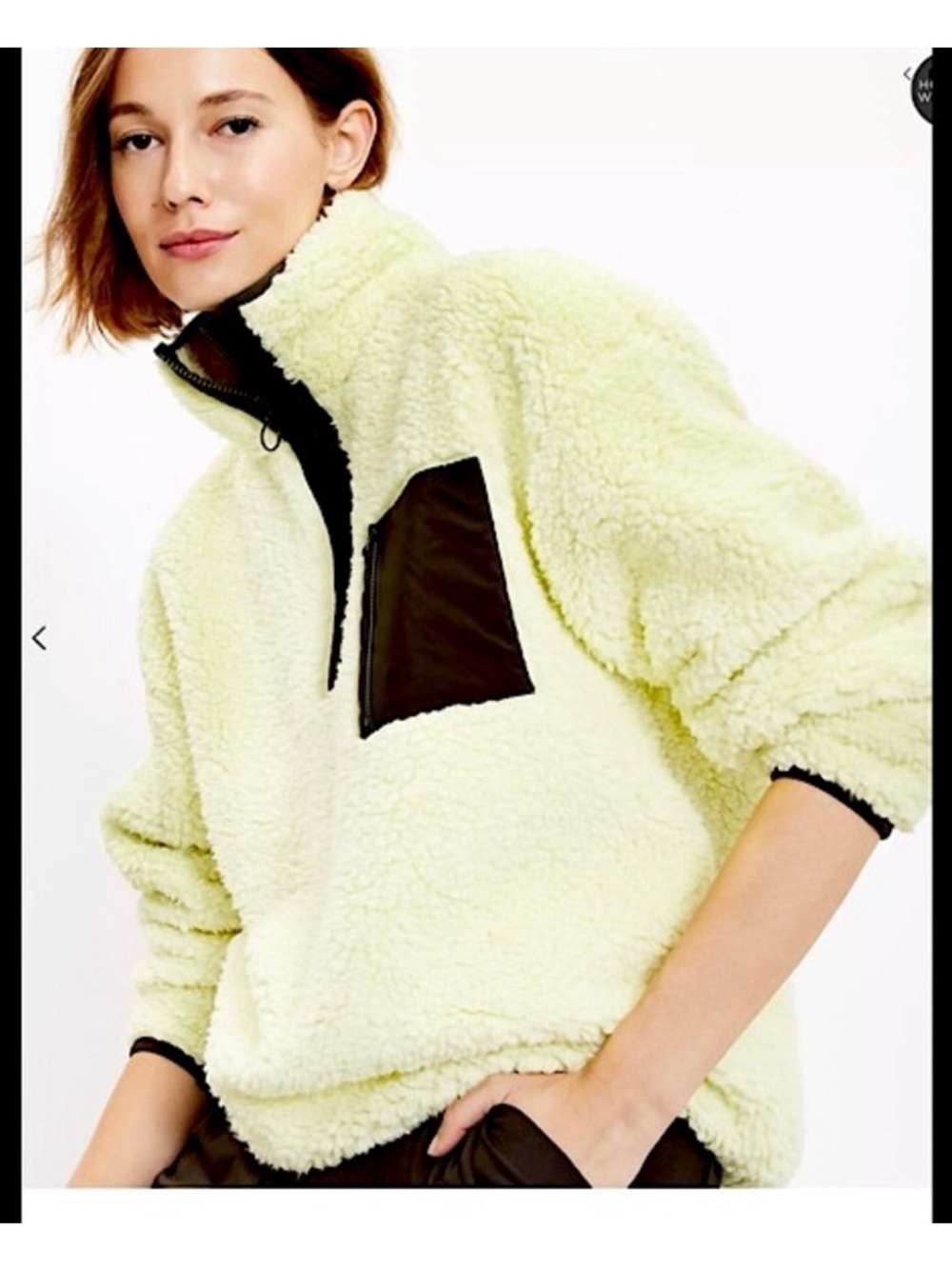 LOFT Fleece Pullover Sweater - Light Lime with Chest Pocket